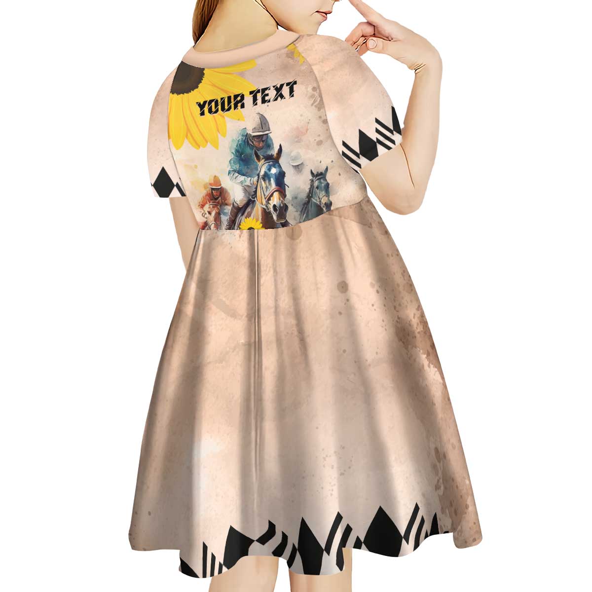 Personalized Preakness Horse Racing Kid Short Sleeve Dress Run for the Black Eyed Susans