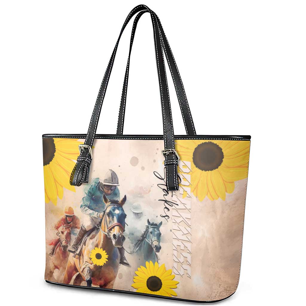 Preakness Horse Racing Leather Tote Bag Run for the Black Eyed Susans