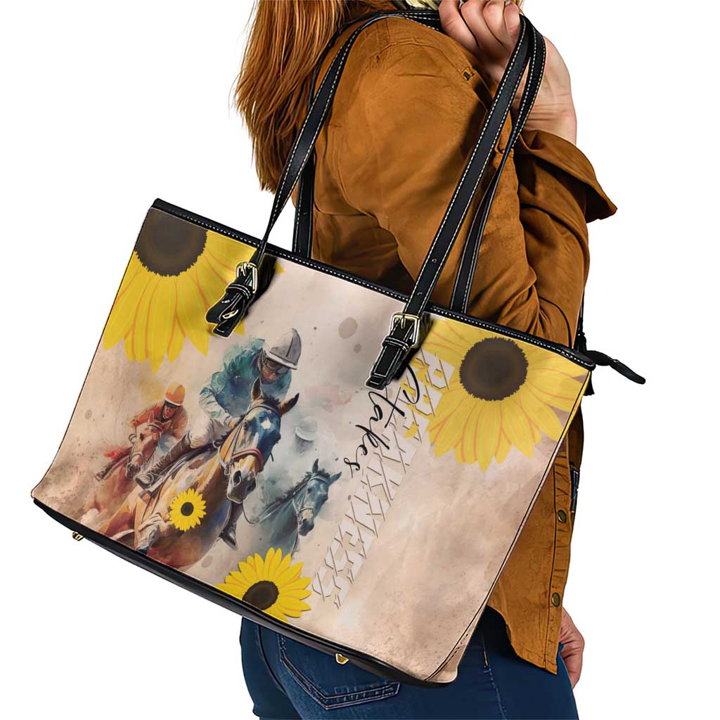 Preakness Horse Racing Leather Tote Bag Run for the Black Eyed Susans