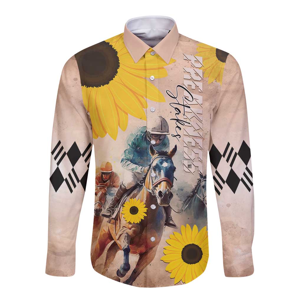 Personalized Preakness Horse Racing Long Sleeve Button Shirt Run for the Black Eyed Susans