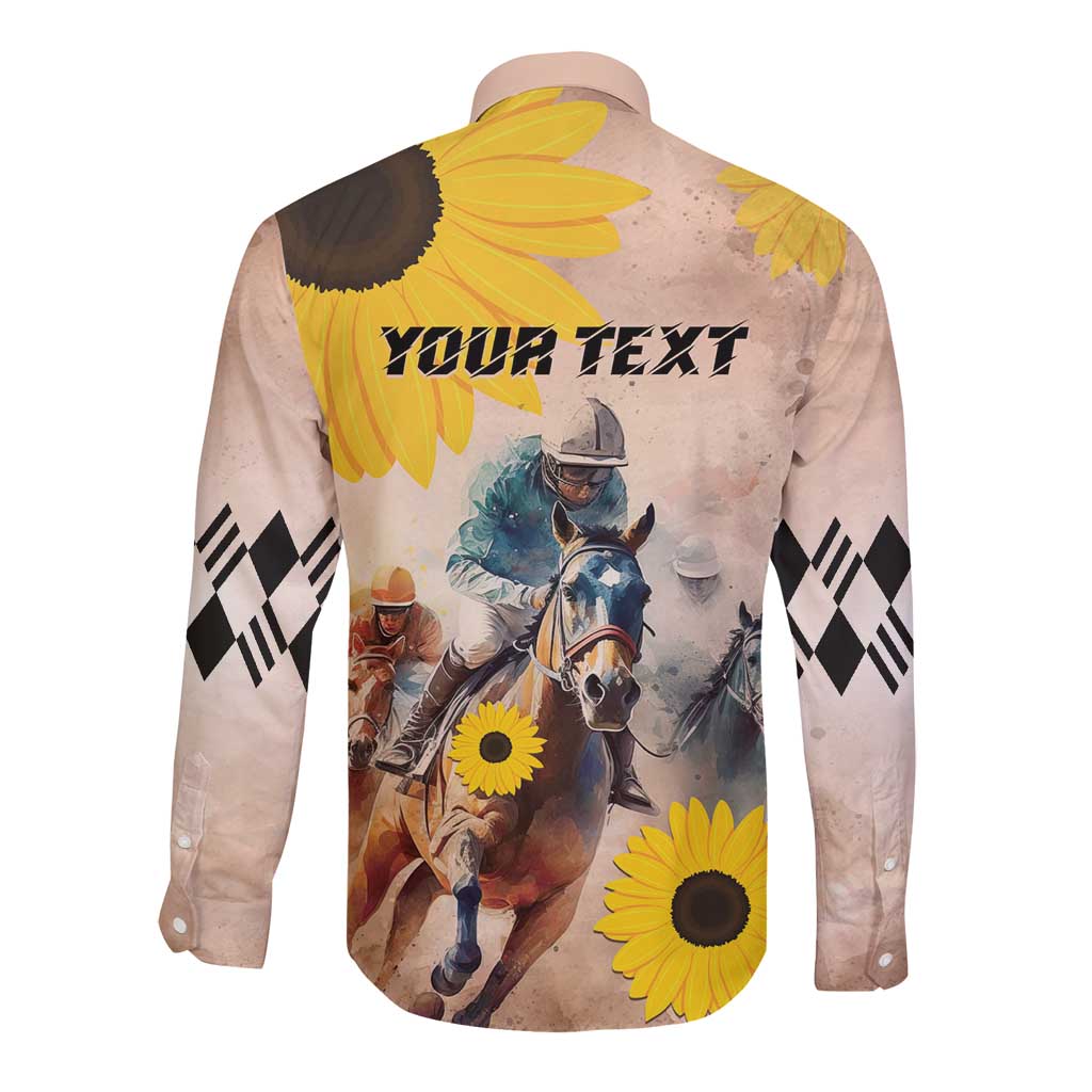 Personalized Preakness Horse Racing Long Sleeve Button Shirt Run for the Black Eyed Susans