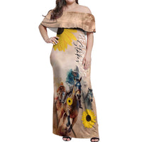Personalized Preakness Horse Racing Off Shoulder Maxi Dress Run for the Black Eyed Susans