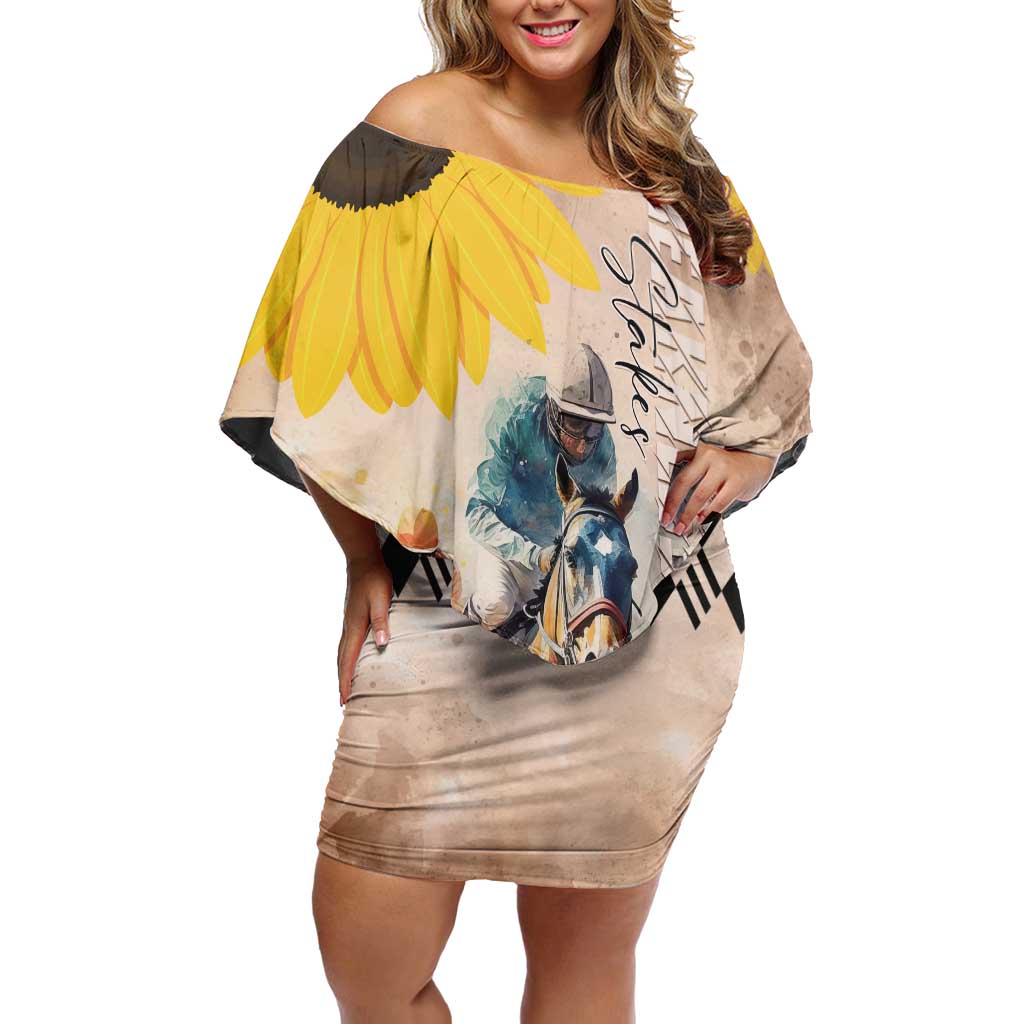 Personalized Preakness Horse Racing Off Shoulder Short Dress Run for the Black Eyed Susans