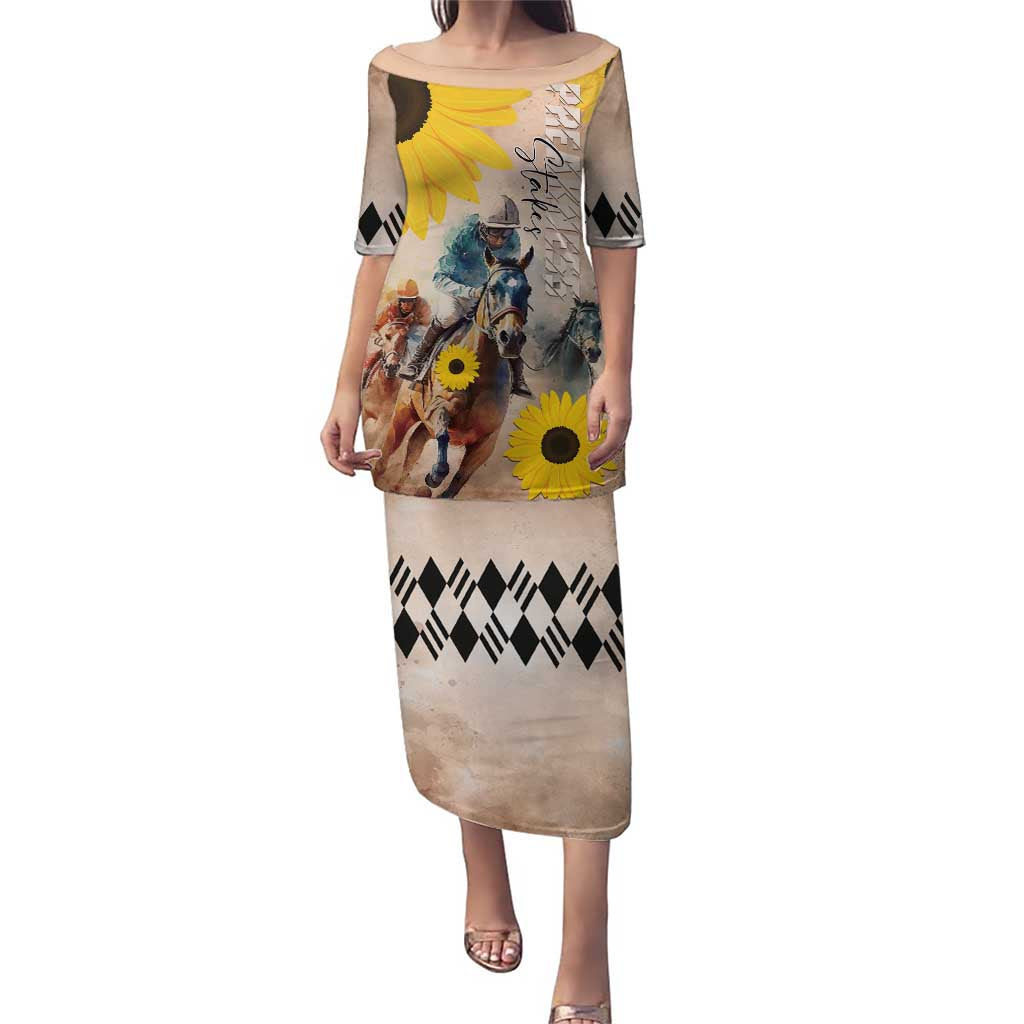 Personalized Preakness Horse Racing Puletasi Run for the Black Eyed Susans