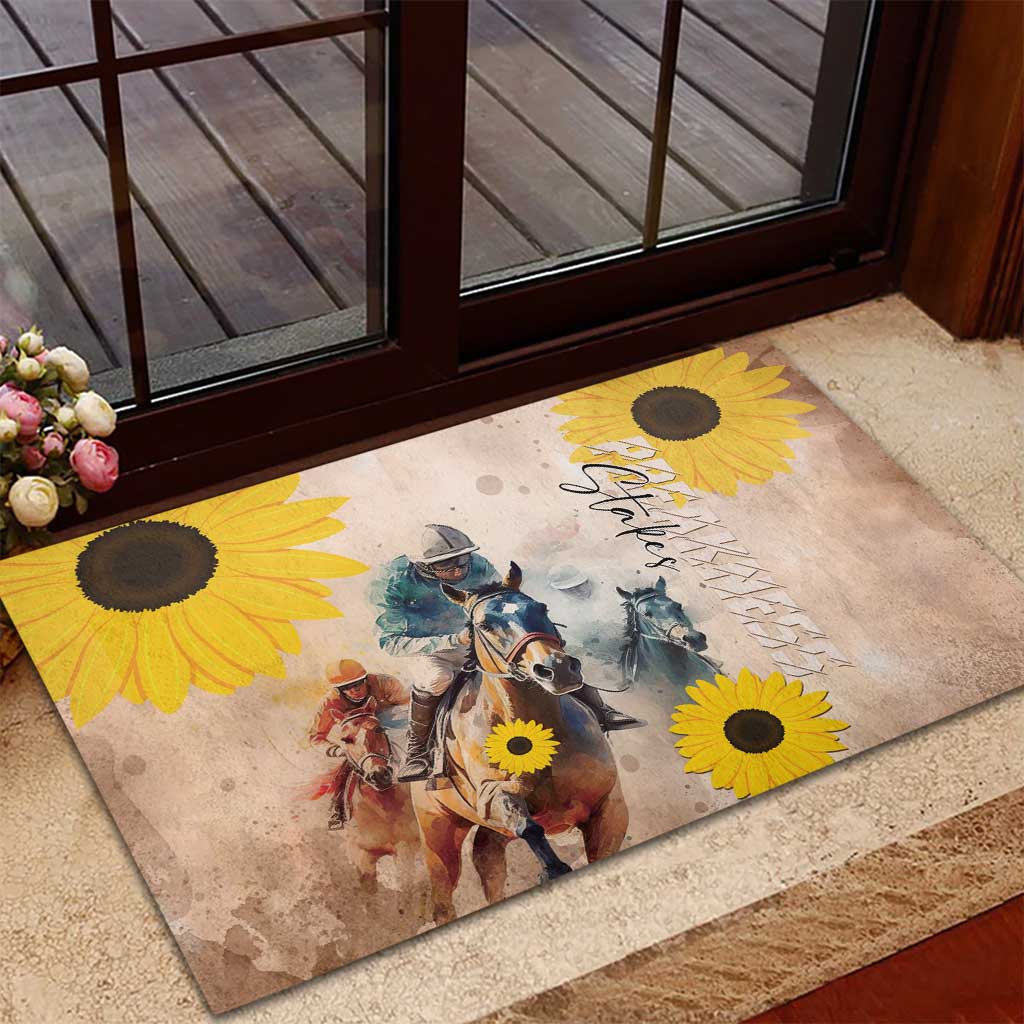 Preakness Horse Racing Rubber Doormat Run for the Black Eyed Susans