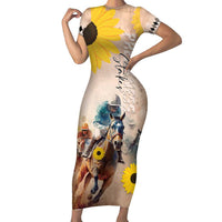 Personalized Preakness Horse Racing Short Sleeve Bodycon Dress Run for the Black Eyed Susans