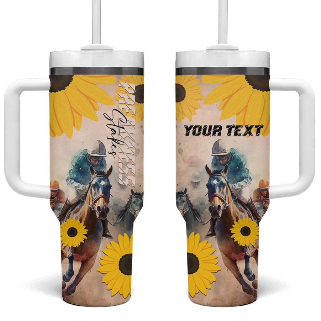 Personalized Preakness Horse Racing Tumbler With Handle Run for the Black Eyed Susans