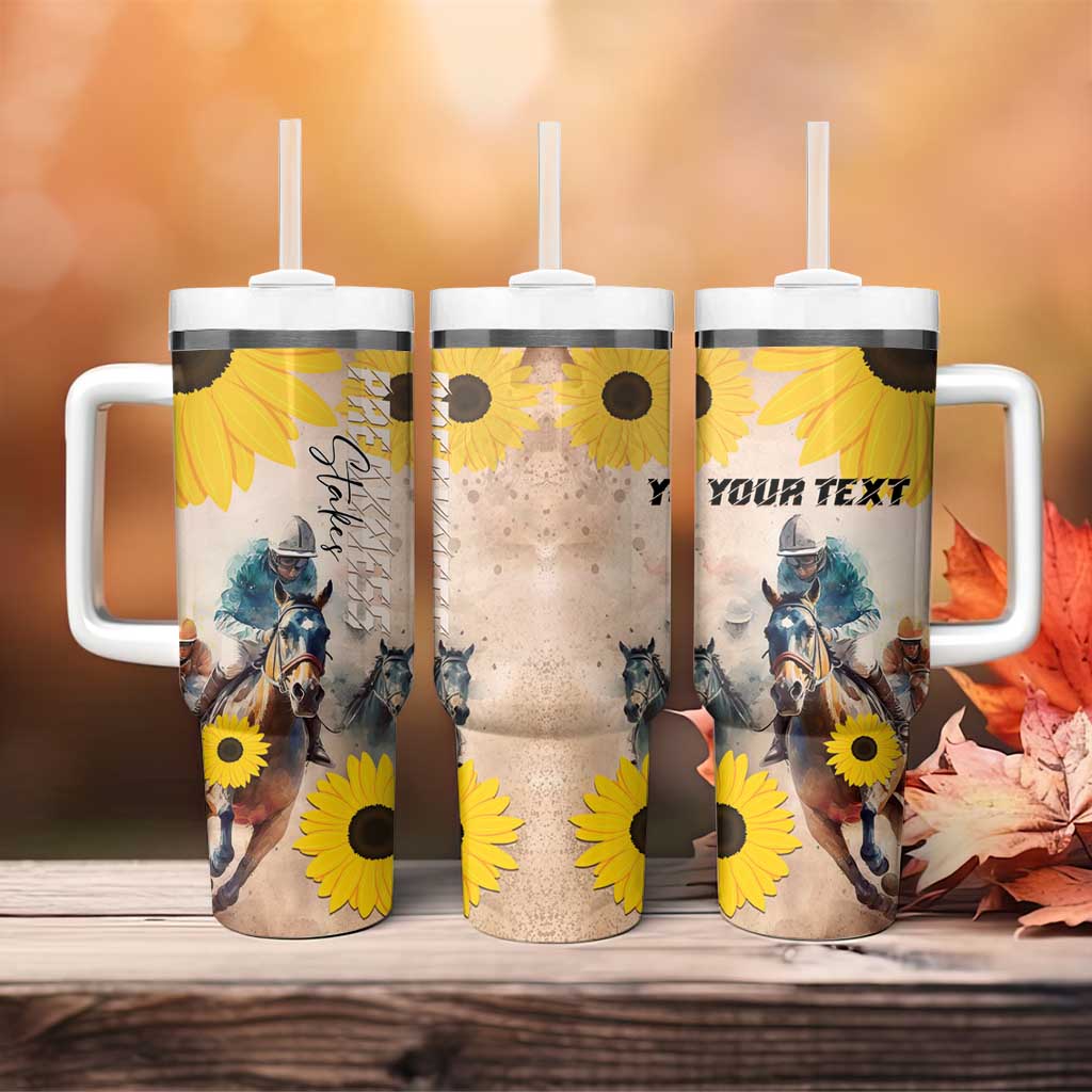 Personalized Preakness Horse Racing Tumbler With Handle Run for the Black Eyed Susans