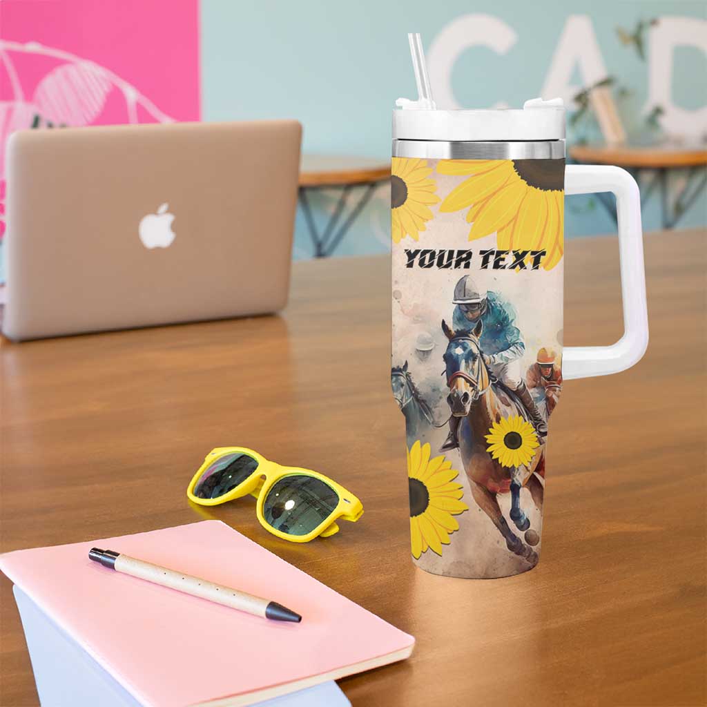 Personalized Preakness Horse Racing Tumbler With Handle Run for the Black Eyed Susans