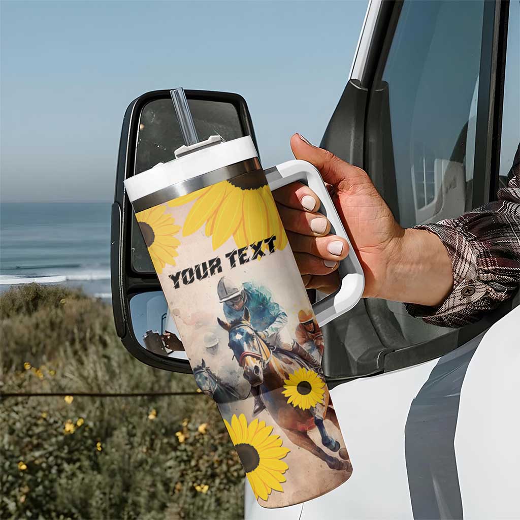 Personalized Preakness Horse Racing Tumbler With Handle Run for the Black Eyed Susans