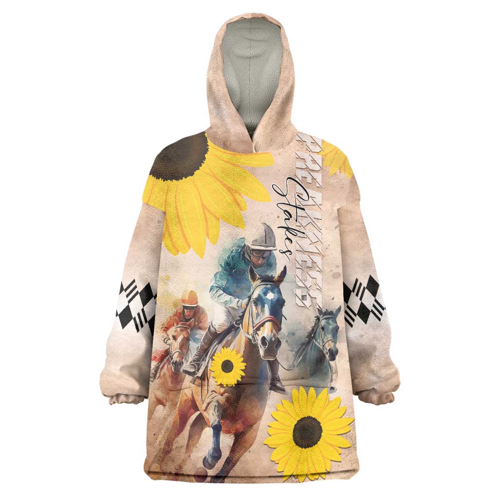 Personalized Preakness Horse Racing Wearable Blanket Hoodie Run for the Black Eyed Susans