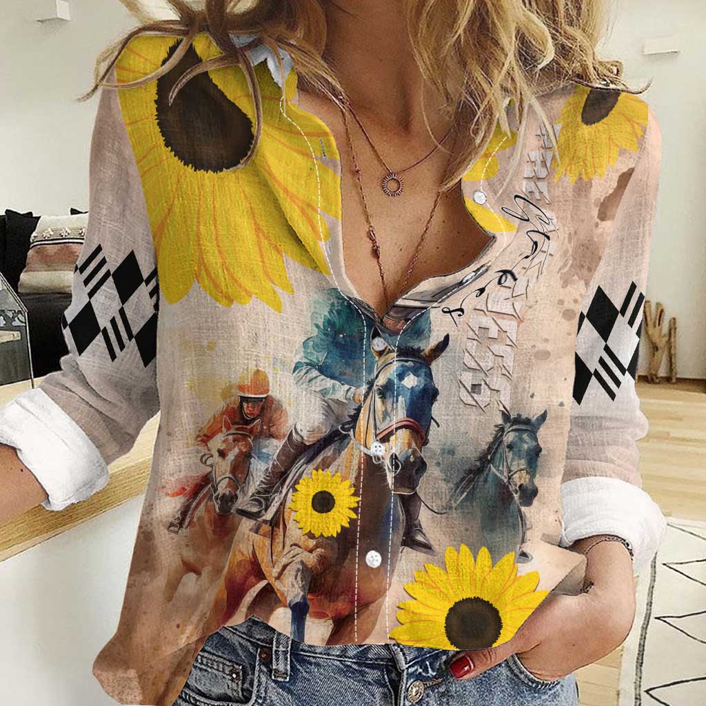 Personalized Preakness Horse Racing Women Casual Shirt Run for the Black Eyed Susans