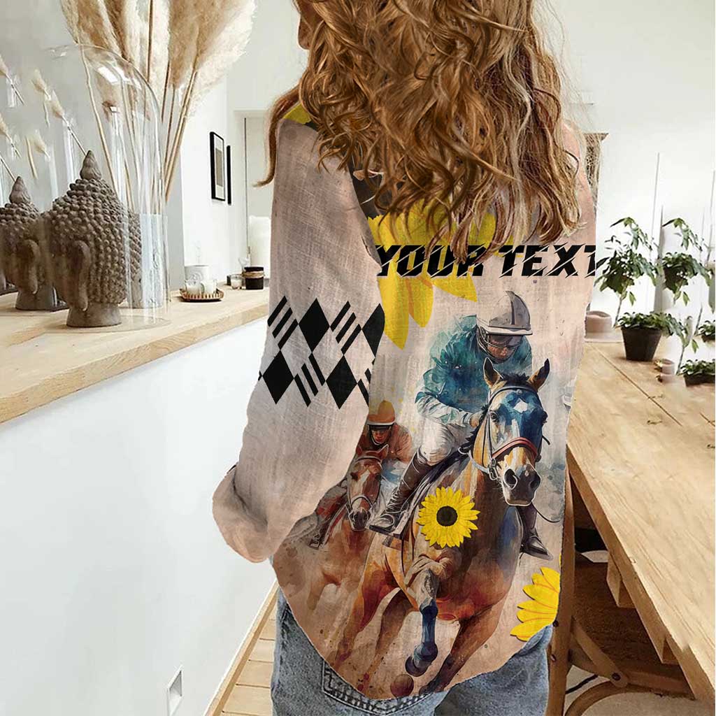 Personalized Preakness Horse Racing Women Casual Shirt Run for the Black Eyed Susans