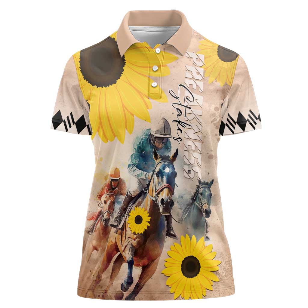 Personalized Preakness Horse Racing Women Polo Shirt Run for the Black Eyed Susans