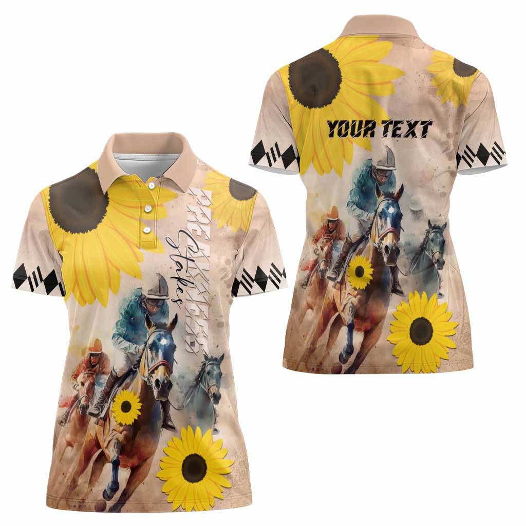 Personalized Preakness Horse Racing Women Polo Shirt Run for the Black Eyed Susans