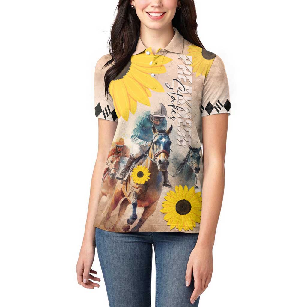 Personalized Preakness Horse Racing Women Polo Shirt Run for the Black Eyed Susans