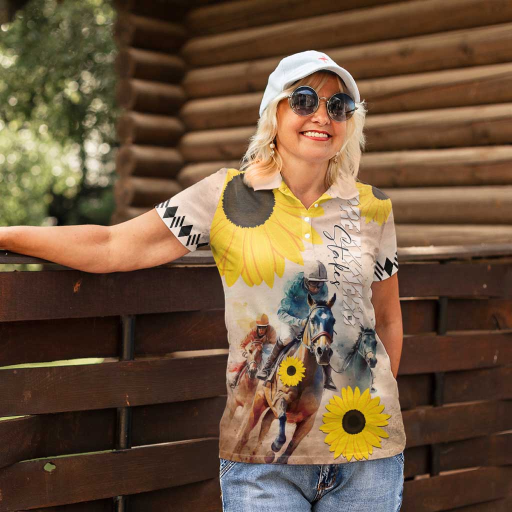 Personalized Preakness Horse Racing Women Polo Shirt Run for the Black Eyed Susans