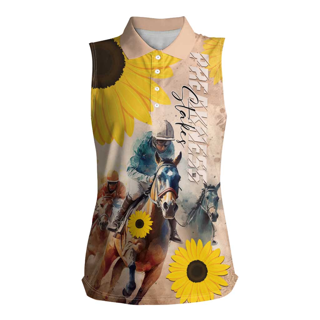 Personalized Preakness Horse Racing Women Sleeveless Polo Shirt Run for the Black Eyed Susans