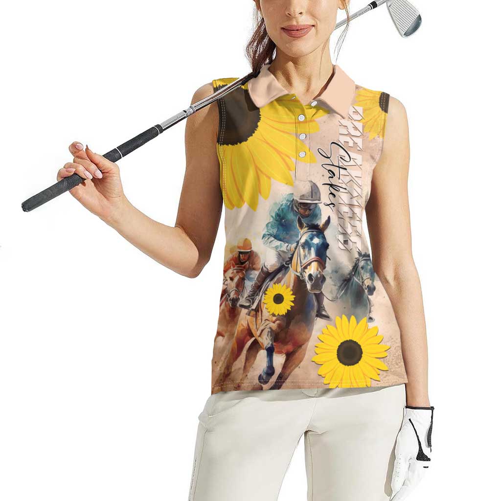 Personalized Preakness Horse Racing Women Sleeveless Polo Shirt Run for the Black Eyed Susans