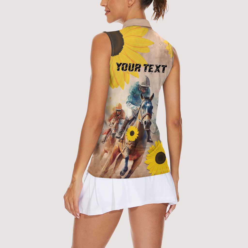 Personalized Preakness Horse Racing Women Sleeveless Polo Shirt Run for the Black Eyed Susans