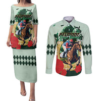 Personalized Belmont Horse Racing Couples Matching Puletasi and Long Sleeve Button Shirt The Test of the Champion