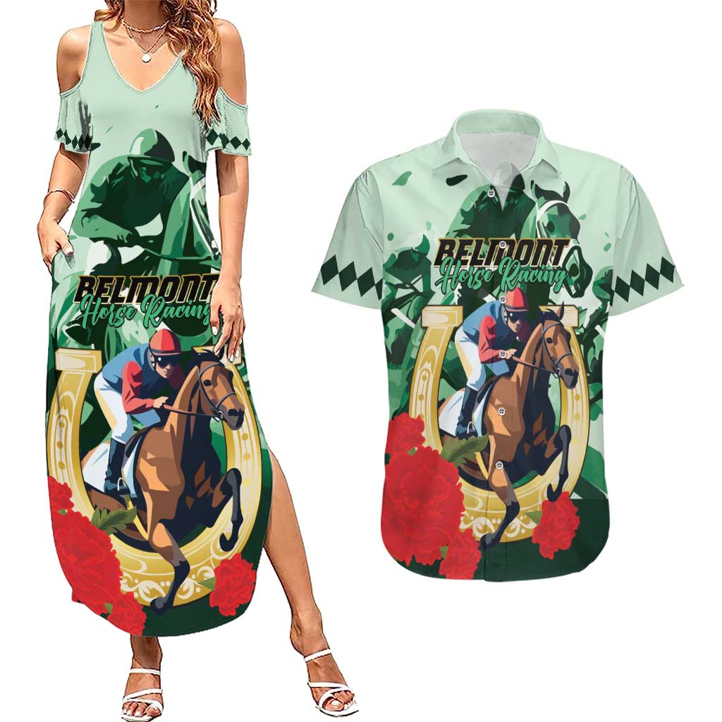 Personalized Belmont Horse Racing Couples Matching Summer Maxi Dress and Hawaiian Shirt The Test of the Champion