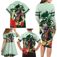 Personalized Belmont Horse Racing Family Matching Long Sleeve Bodycon Dress and Hawaiian Shirt The Test of the Champion