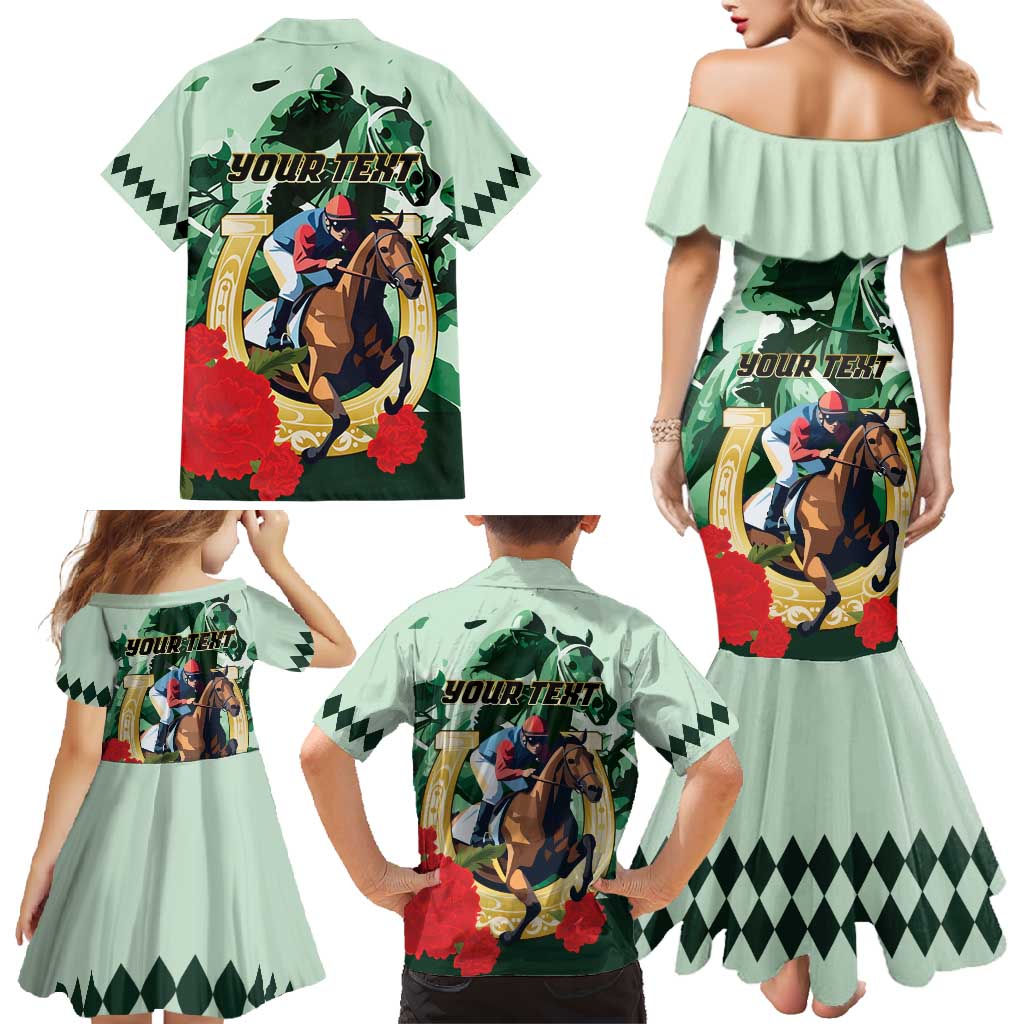 Personalized Belmont Horse Racing Family Matching Mermaid Dress and Hawaiian Shirt The Test of the Champion