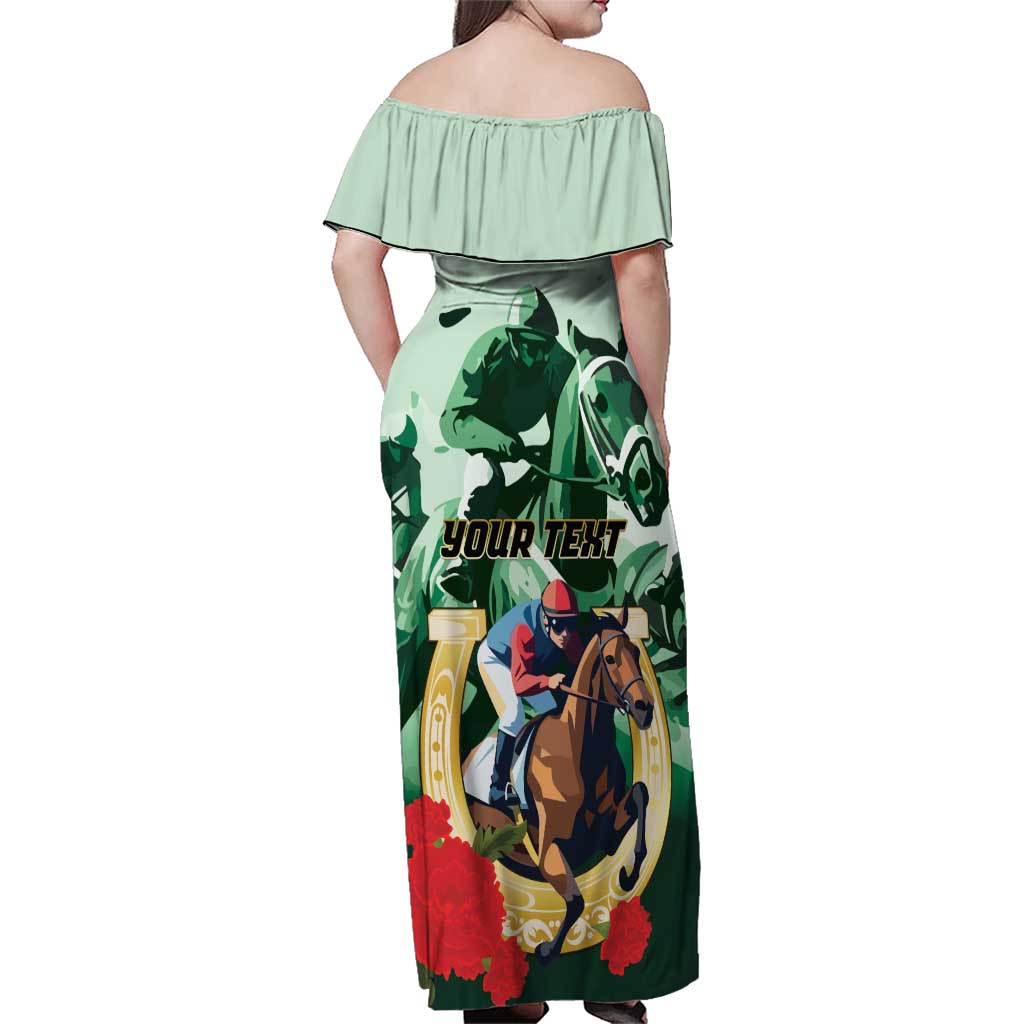 Personalized Belmont Horse Racing Family Matching Off Shoulder Maxi Dress and Hawaiian Shirt The Test of the Champion