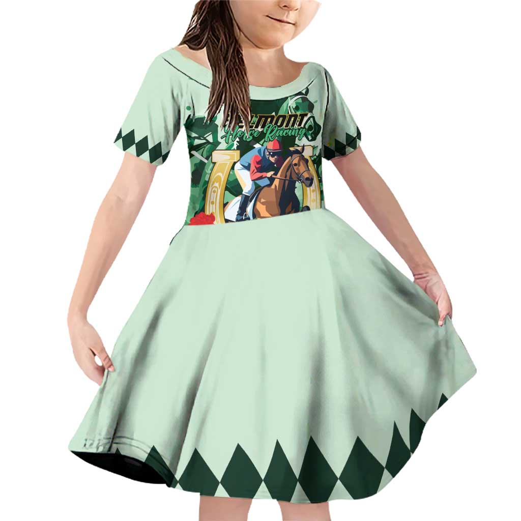 Personalized Belmont Horse Racing Family Matching Off Shoulder Short Dress and Hawaiian Shirt The Test of the Champion