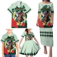 Personalized Belmont Horse Racing Family Matching Puletasi and Hawaiian Shirt The Test of the Champion
