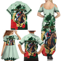 Personalized Belmont Horse Racing Family Matching Summer Maxi Dress and Hawaiian Shirt The Test of the Champion