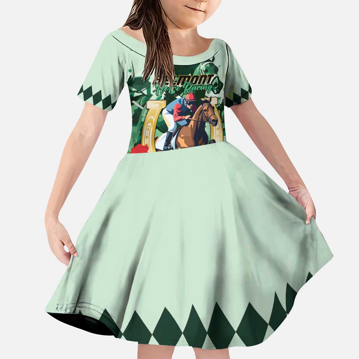 Personalized Belmont Horse Racing Kid Short Sleeve Dress The Test of the Champion
