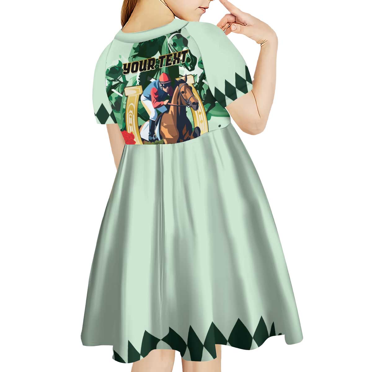 Personalized Belmont Horse Racing Kid Short Sleeve Dress The Test of the Champion