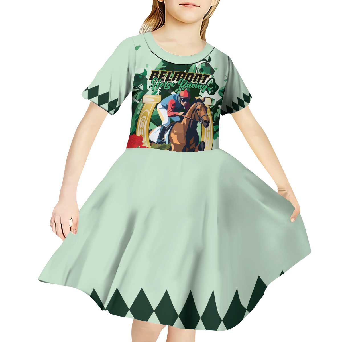 Personalized Belmont Horse Racing Kid Short Sleeve Dress The Test of the Champion
