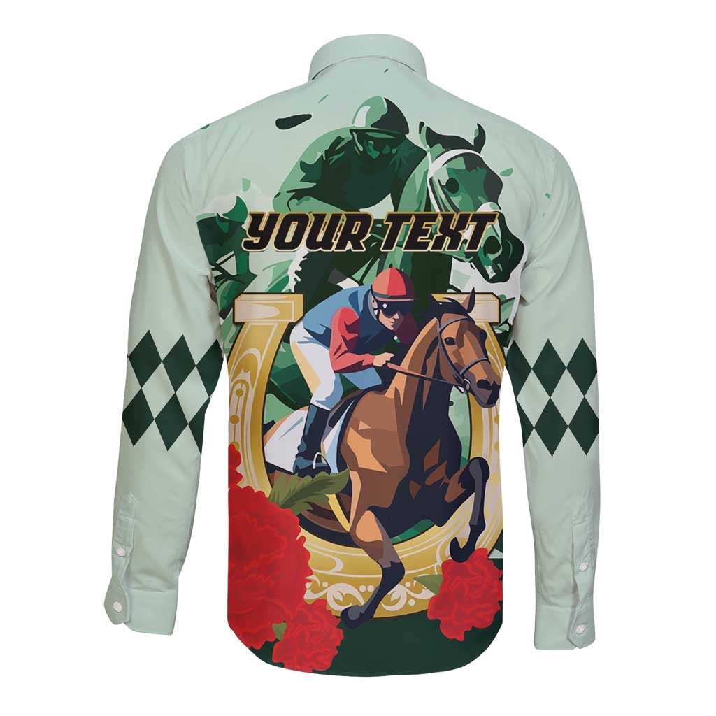 Personalized Belmont Horse Racing Long Sleeve Button Shirt The Test of the Champion