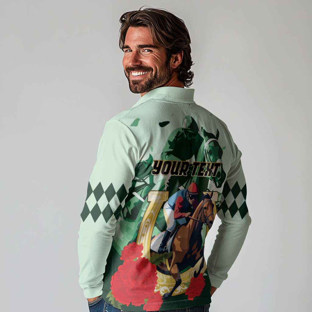 Personalized Belmont Horse Racing Long Sleeve Polo Shirt The Test of the Champion