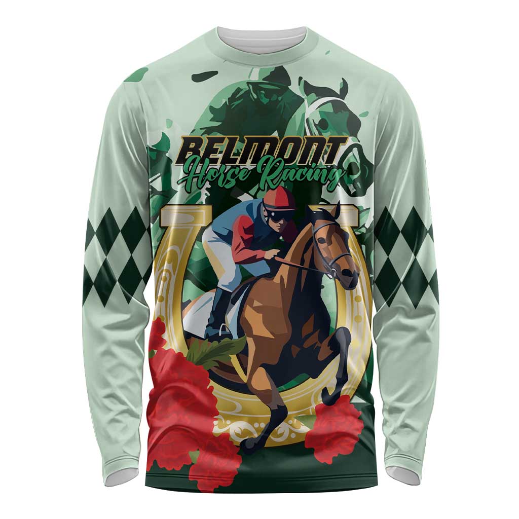 Personalized Belmont Horse Racing Long Sleeve Shirt The Test of the Champion