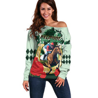 Personalized Belmont Horse Racing Off Shoulder Sweater The Test of the Champion