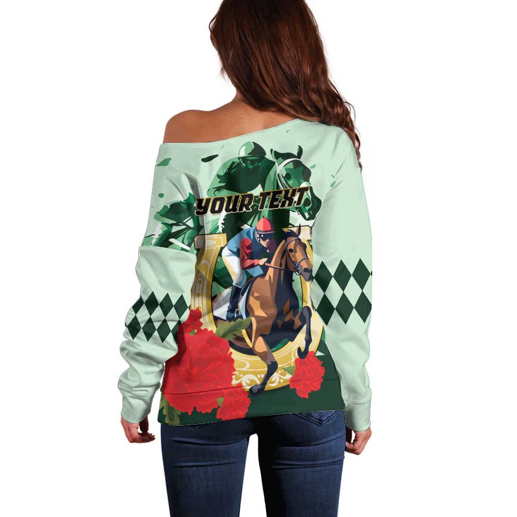 Personalized Belmont Horse Racing Off Shoulder Sweater The Test of the Champion