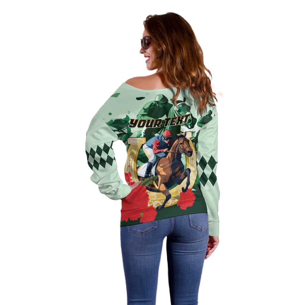 Personalized Belmont Horse Racing Off Shoulder Sweater The Test of the Champion
