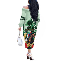 Personalized Belmont Horse Racing Off The Shoulder Long Sleeve Dress The Test of the Champion