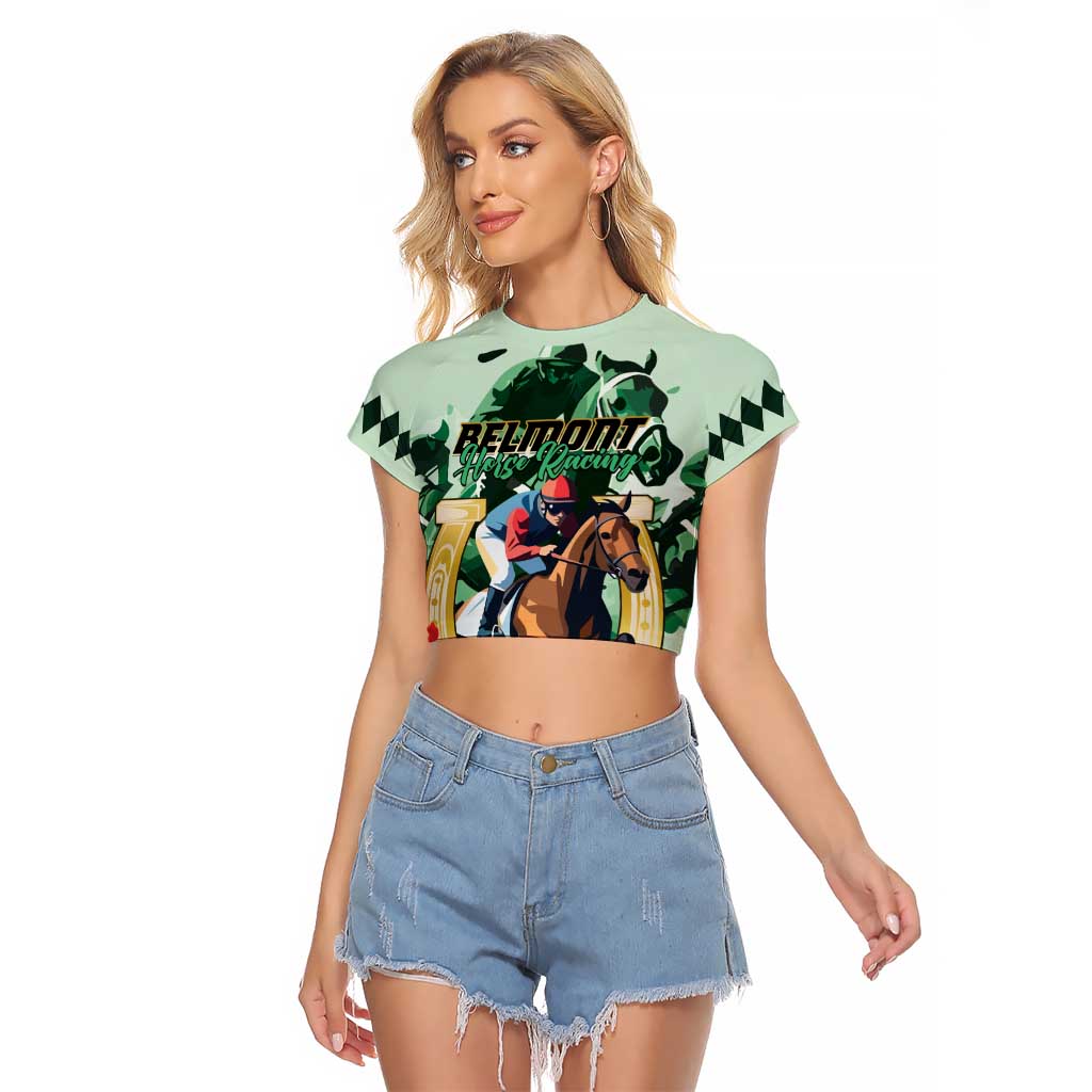 Personalized Belmont Horse Racing Raglan Cropped T Shirt The Test of the Champion