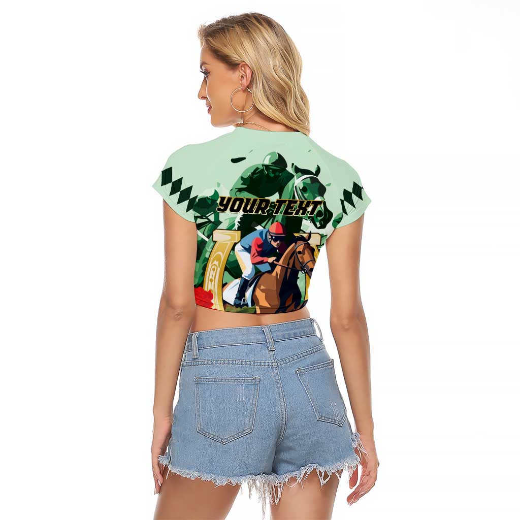 Personalized Belmont Horse Racing Raglan Cropped T Shirt The Test of the Champion