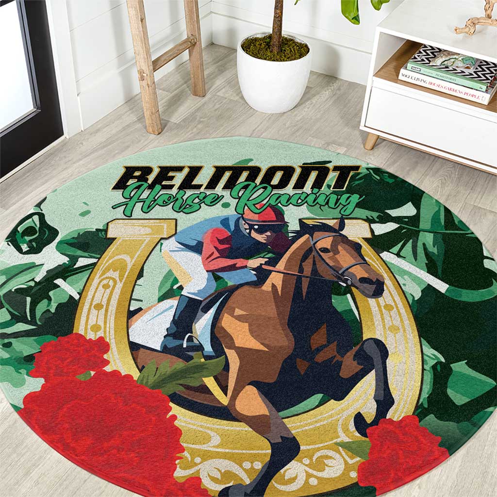 Belmont Horse Racing Round Carpet The Test of the Champion
