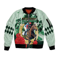 Personalized Belmont Horse Racing Sleeve Zip Bomber Jacket The Test of the Champion