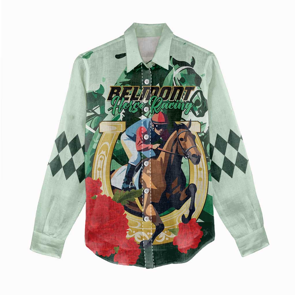 Personalized Belmont Horse Racing Women Casual Shirt The Test of the Champion