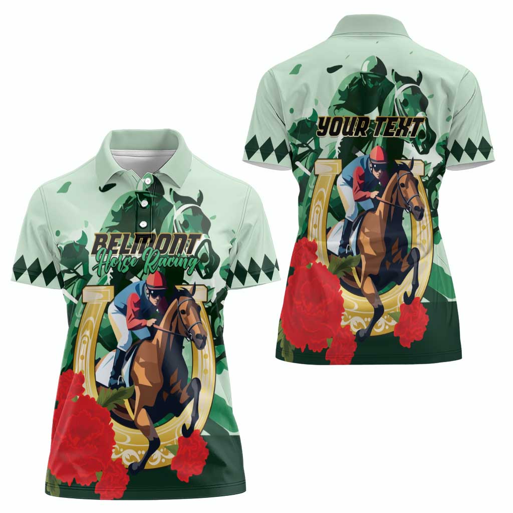 Personalized Belmont Horse Racing Women Polo Shirt The Test of the Champion