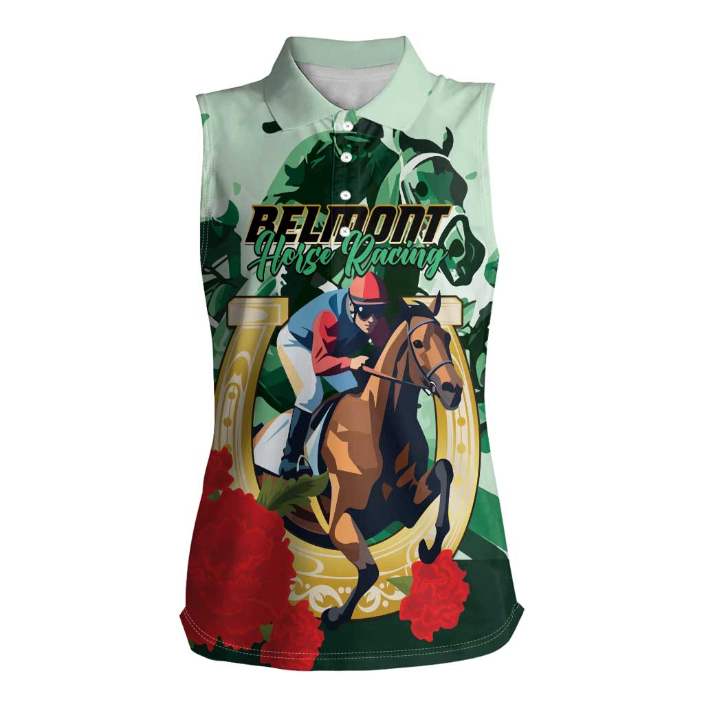 Personalized Belmont Horse Racing Women Sleeveless Polo Shirt The Test of the Champion