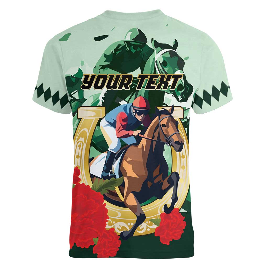 Personalized Belmont Horse Racing Women V-Neck T-Shirt The Test of the Champion